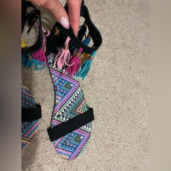 Black multicolored flats size 8 - Picture 4 of 8